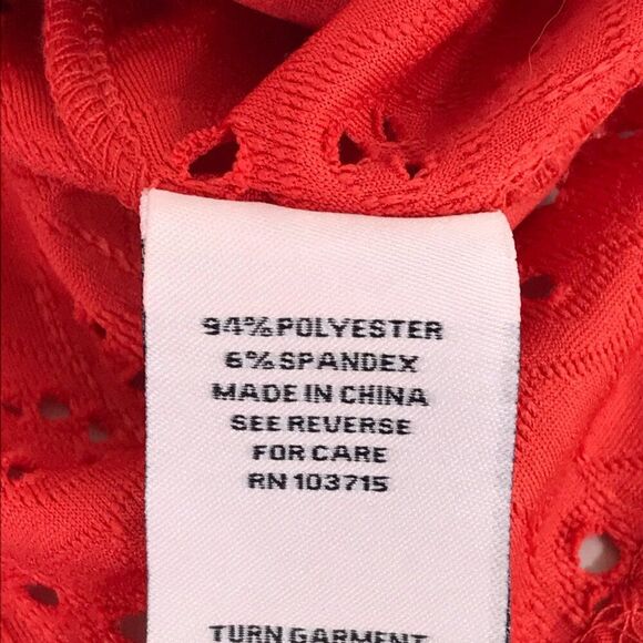 NANETTE Nanette Lepore Eyelet Flutter Sleeve Blouse Womens Medium Orange Stretch - Picture 10 of 11